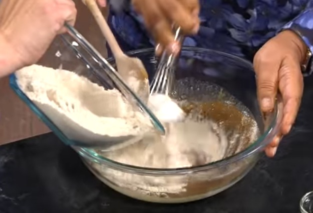 Step 3 Add flour to wet ingredients and mix
